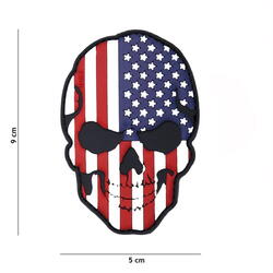Patch 3D PVC skull USA 