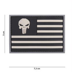 Patch 3D PVC Punisher USA flag grey/black 
