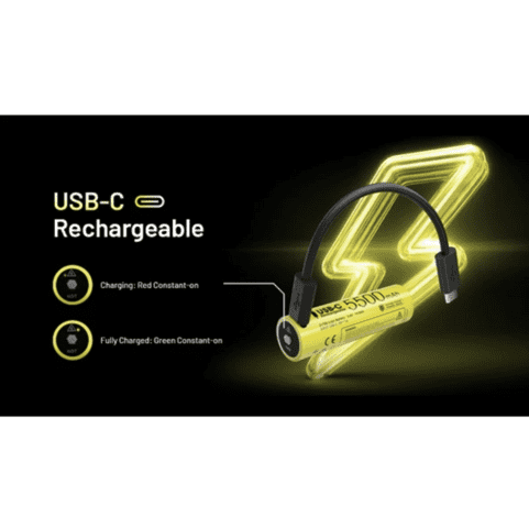 Nitecore NL2155HPR - Genopladeligt 21700 batteri - 5.500 mAh - Med direkte USB-C indgang