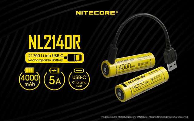 Nitecore NL2140R - Genopladeligt 217000 batteri - 4000 mAh - Med direkte micro-USB indgang