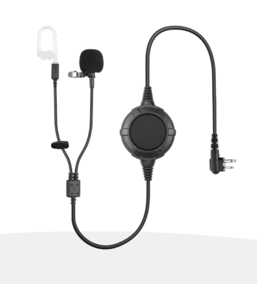 Taktisk Headset med akustisk øreslange og stor Inline PTT - Til TYT og Kenwood radioer