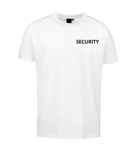 T-shirt med SECURITY på Bryst og Ryg | Hvid