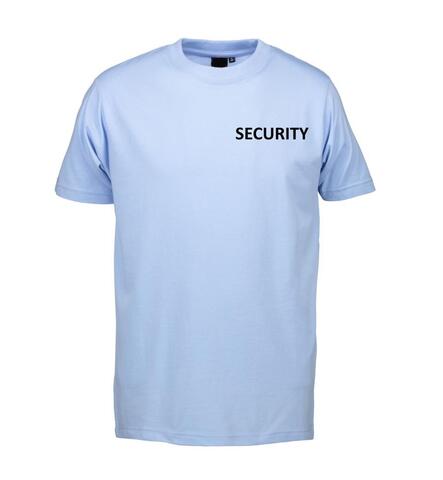 T-shirt med SECURITY på Bryst og Ryg | Lyseblå