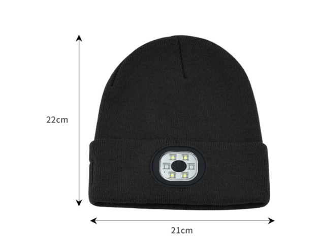 Beanie Strikhue med indbygget lygte - 120 Lumens
