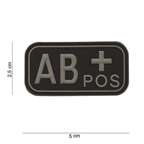 Patch 3D PVC blood type AB+ positive black