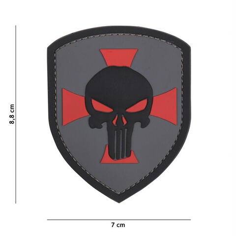 Patch 3D PVC Shield Punisher cross grey 