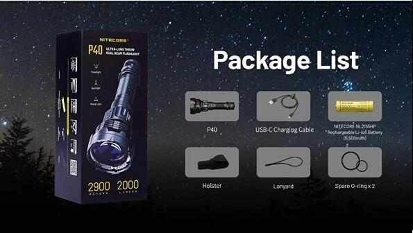 Nitecore P40 Genopladelig LED Lygte 2000 Lumen