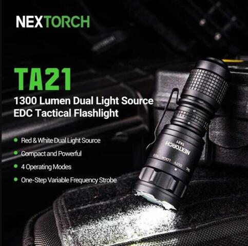 NEXTORCH TA21 – Taktisk lommelygte med rødt og hvidt lys