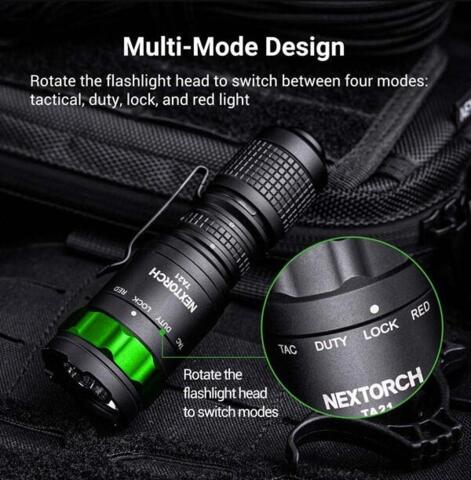 NEXTORCH TA21 – Taktisk lommelygte med rødt og hvidt lys