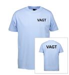 Lyseblå Vagt t-shirt med VAGT tryst på venstre bryst og ryg