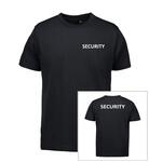 Sort T-shirt med SECURITY (Påtrykt med hvid) på venstre bryst og ryg
