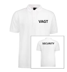 Poloshirt med VAGT og SECURITY-tryk | Hvid