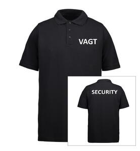 Poloshirt med VAGT og SECURITY-tryk | Sort
