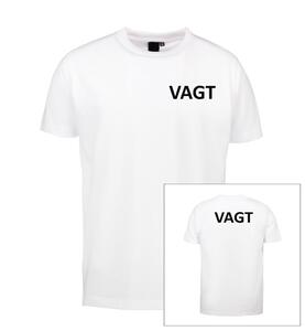 T-shirt med VAGT-tryk | På Bryst og Ryg | Hvid