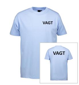 T-shirt med VAGT-tryk | På Bryst og Ryg | Lyseblå