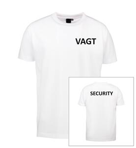 T-shirt med VAGT på Bryst og SECURITY på Ryg | Hvid