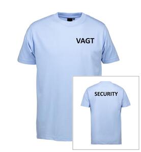T-shirt med VAGT på Bryst og SECURITY på Ryg | Lyseblå