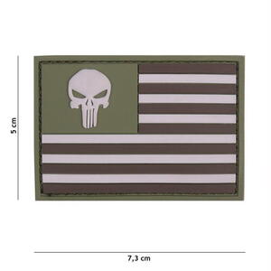 Patch 3D PVC Punisher USA flag subdued 