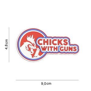 Patch 3D PVC Chicks wth guns red